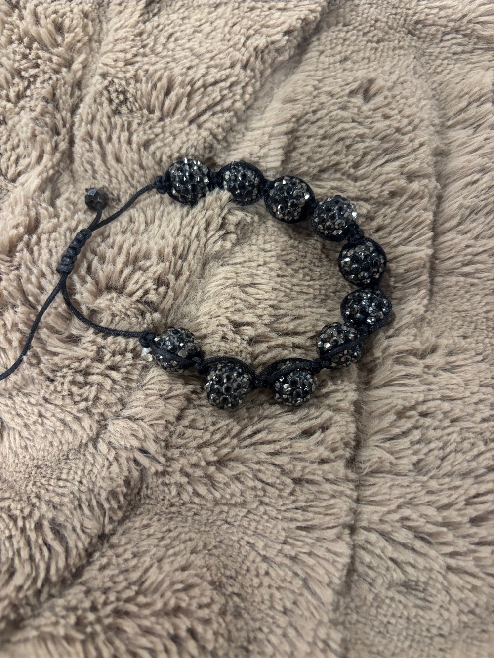 Adjustable Black Crystal Bead Bracelet